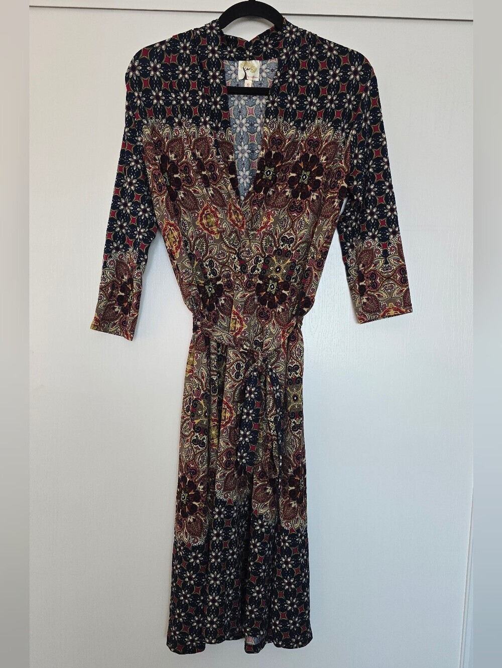 Fig & Flower - Boho Mixed Floral Paisley Dress Waist Tie